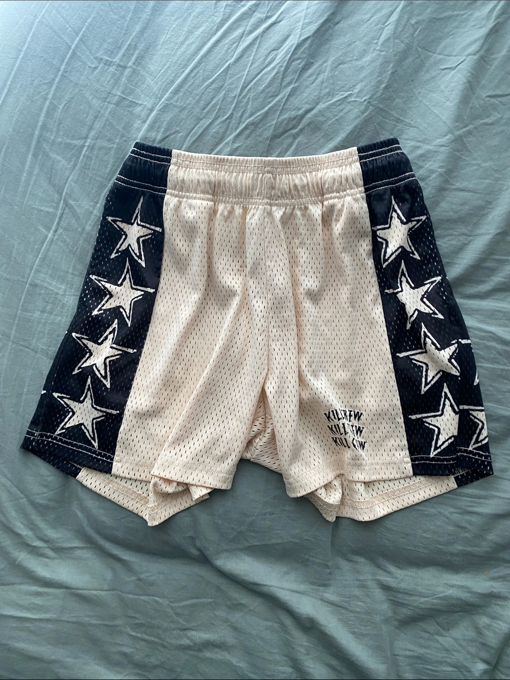 KILLCREW Cream and Black Star Panel Mesh Shorts